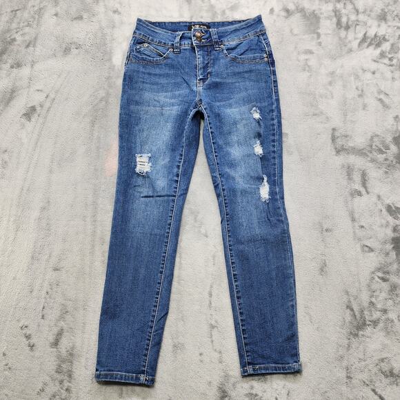 Royalty For Me Jeans Womens 6P PETITE Blue Wannabettabutt Distressed Skinny Leg - Picture 1 of 13
